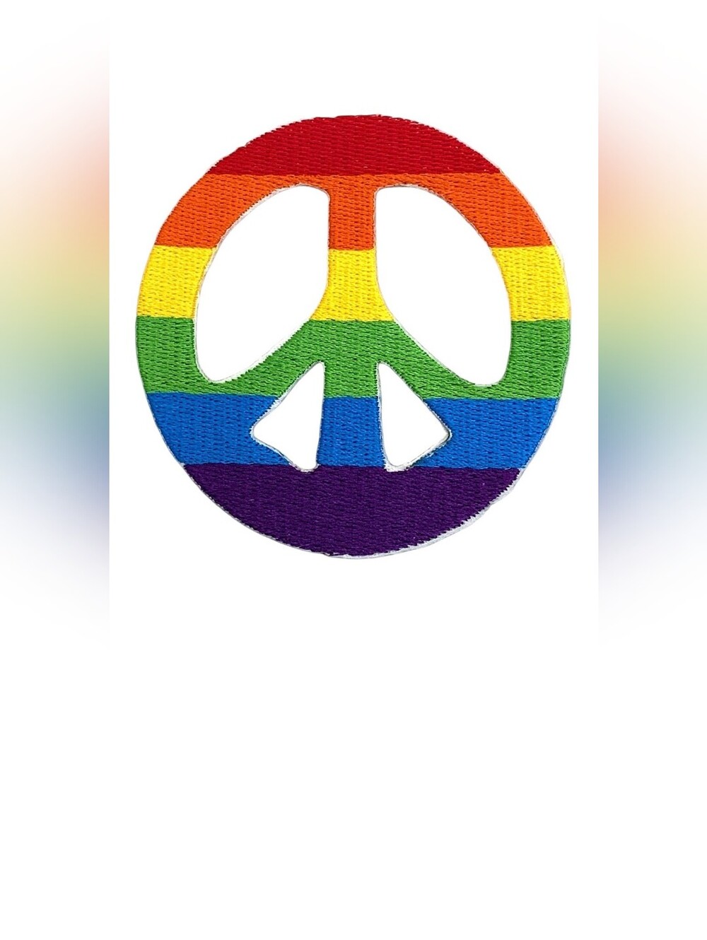 Rainbow Peace Sign Embroidered Iron-on Patch